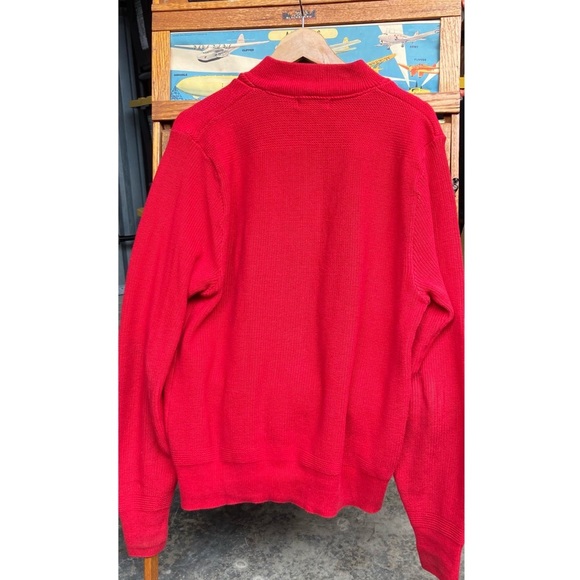 Vintage Oversized Henley Cherry Red Knit Sweater - Picture 4 of 7